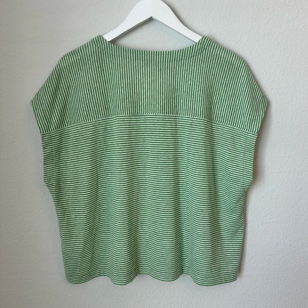 ☀️ MADEWELL Green Striped Relaxed V-Neck Tee - Picture 4 of 13